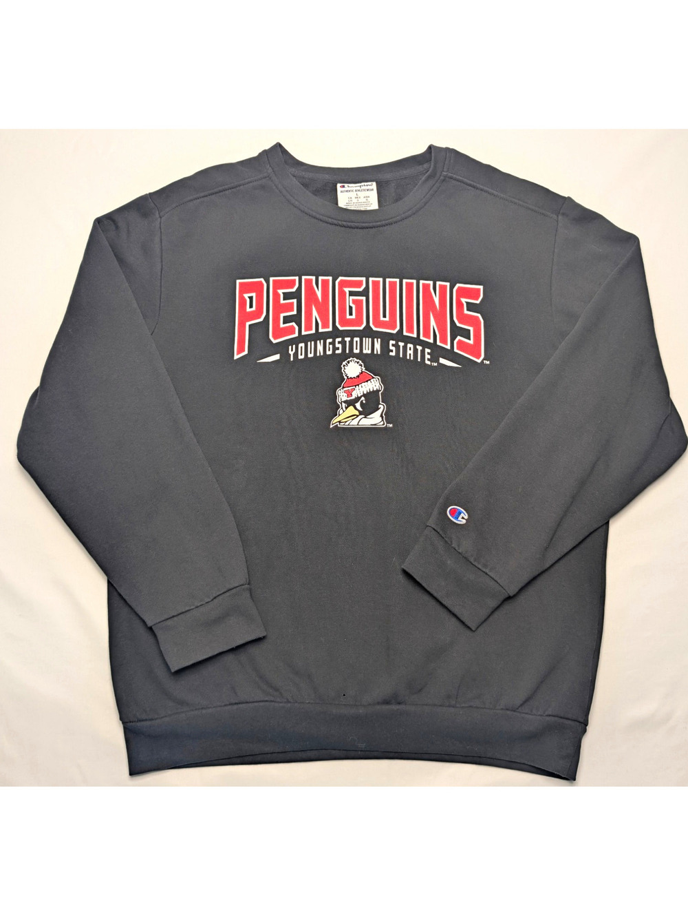 Champion Youngstown State Penguins Black Crewneck Sweatshirt Size L